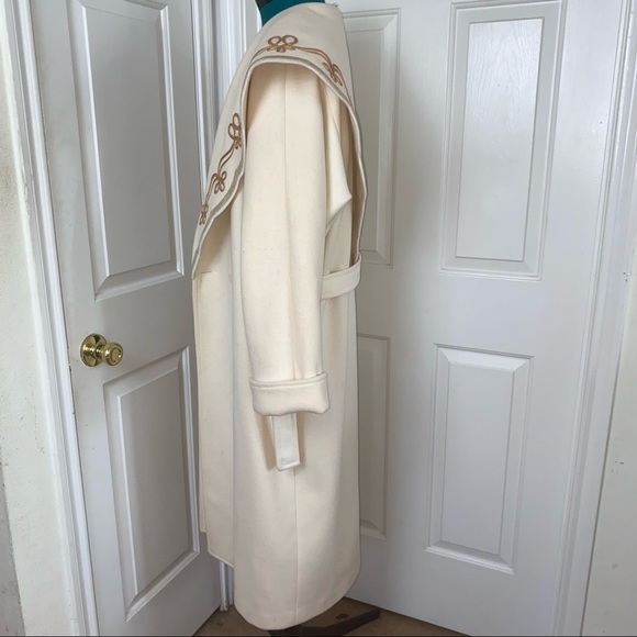 ♥️ VINTAGE Rare Cream ivory white David Benjamin Wool COAT jacket Size10 - Picture 2 of 11